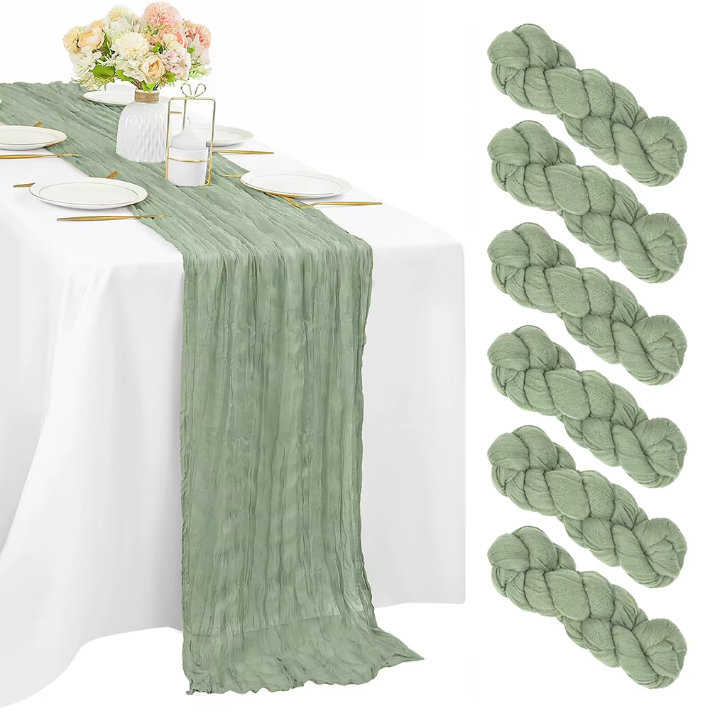 Chemin de Table en gaze vert sauge