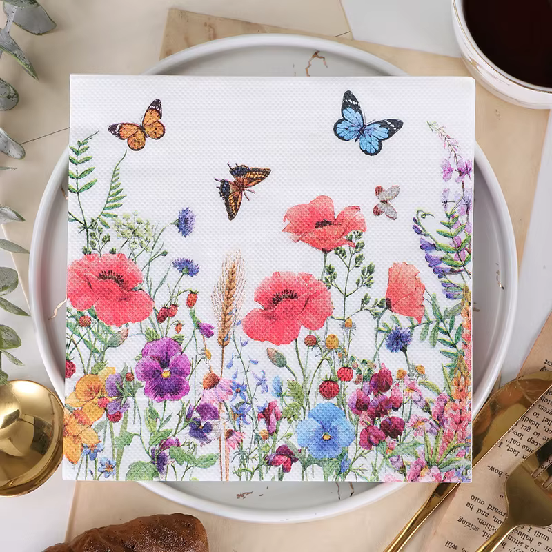 Ensemble de 20 serviettes papillon printanières