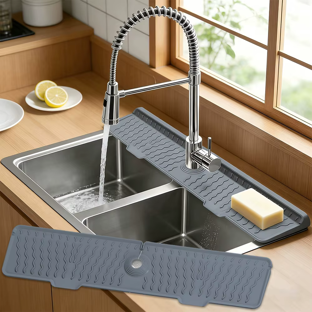Tapis anti-éclaboussures pour robinet de cuisine