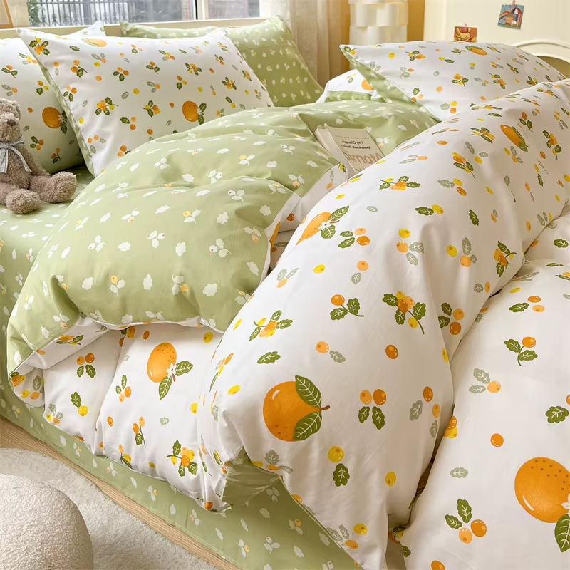 Housse de couette imprimée florale 100% coton