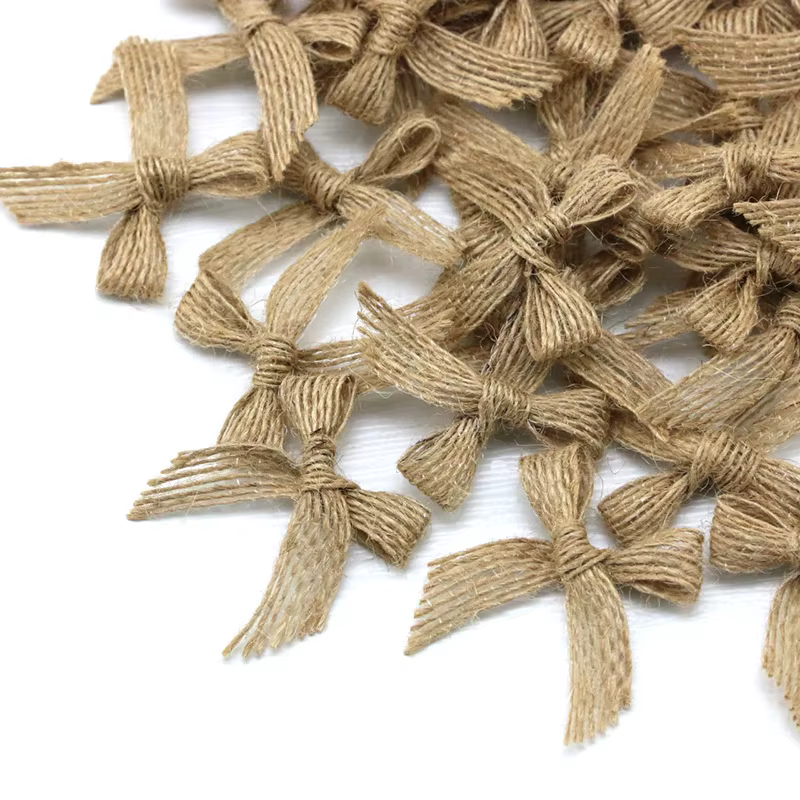 Noeuds en lin naturel de 4x4 cm pour boîte cadeau