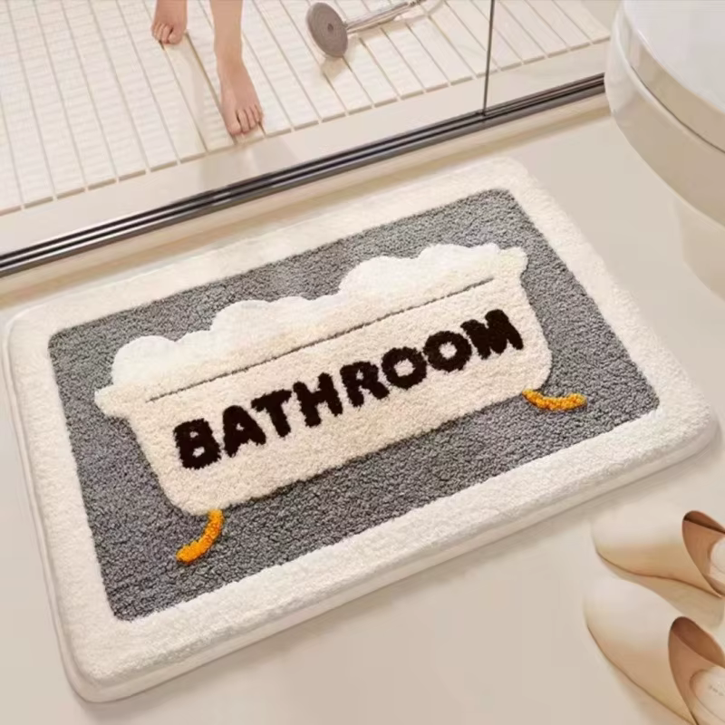 Tapis de bain antidérapant en fausse laine douce
