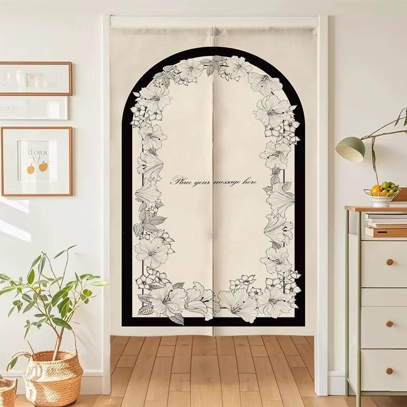 Rideau court vintage français VIKAMA à motif floral