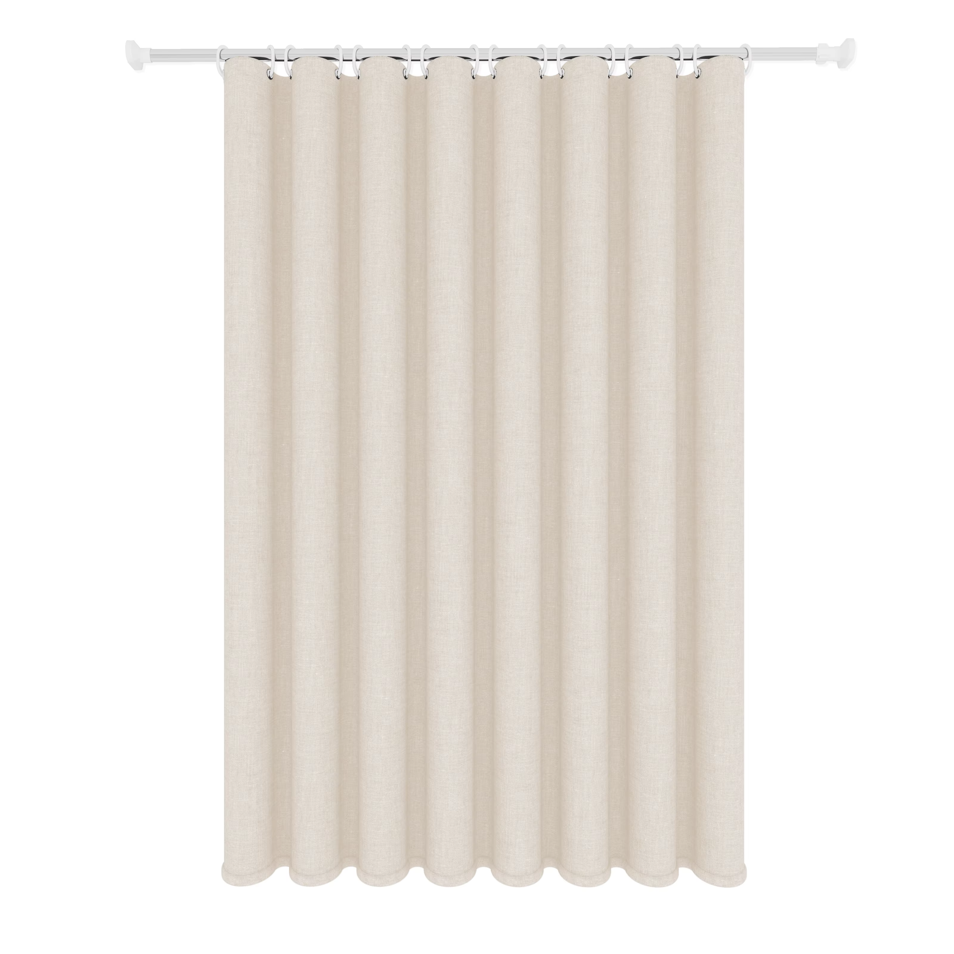 Rideau de douche beige style minimaliste à texture lin - Tissu polyester épais et robuste