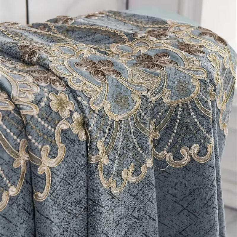 Rideaux de salon brodés stéréoscopiques 3D de luxe marron