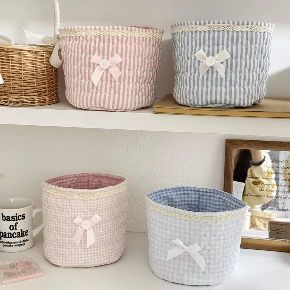 Panier de rangement en tissu rond pliable