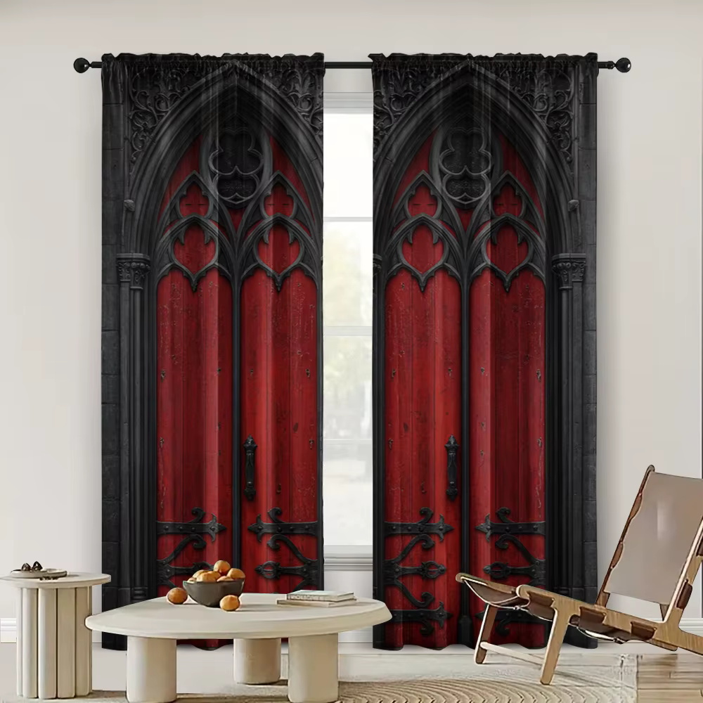 Rideaux de château gothique transparents en Polyester