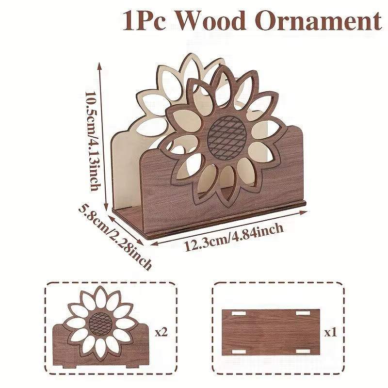 Porte-serviettes en bois style tournesol