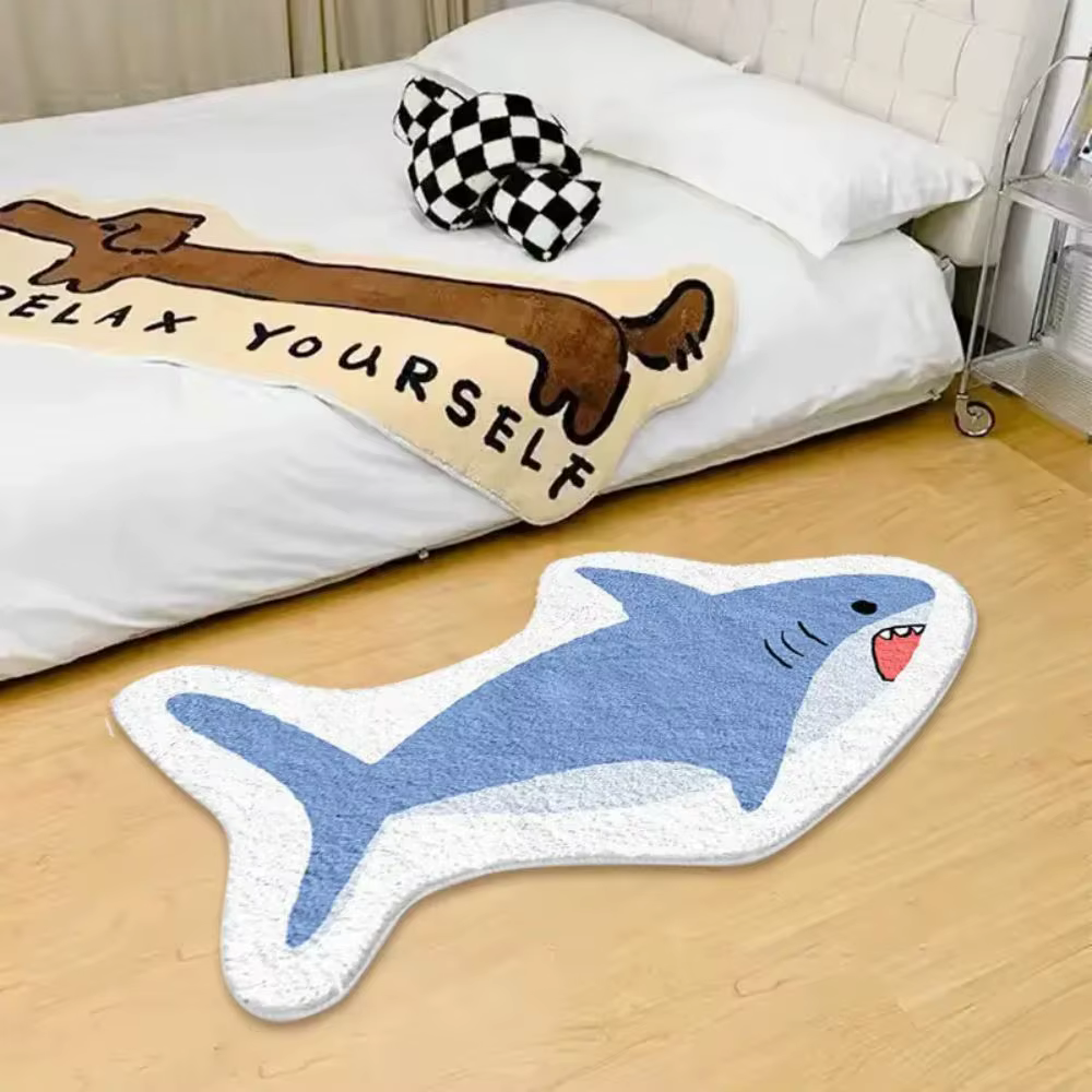 VIKAMA dessin animé requin Imitation cachemire tapis doux chambre d'enfants chevet