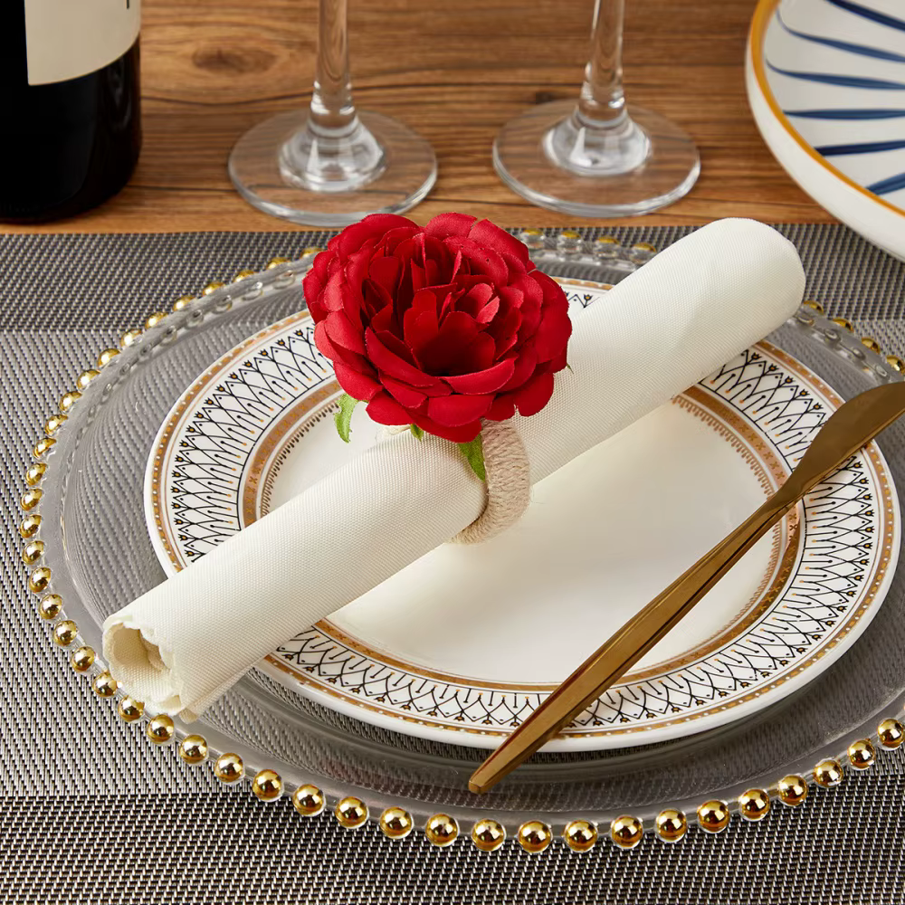 Anneau de serviette en forme de Rose de mariage