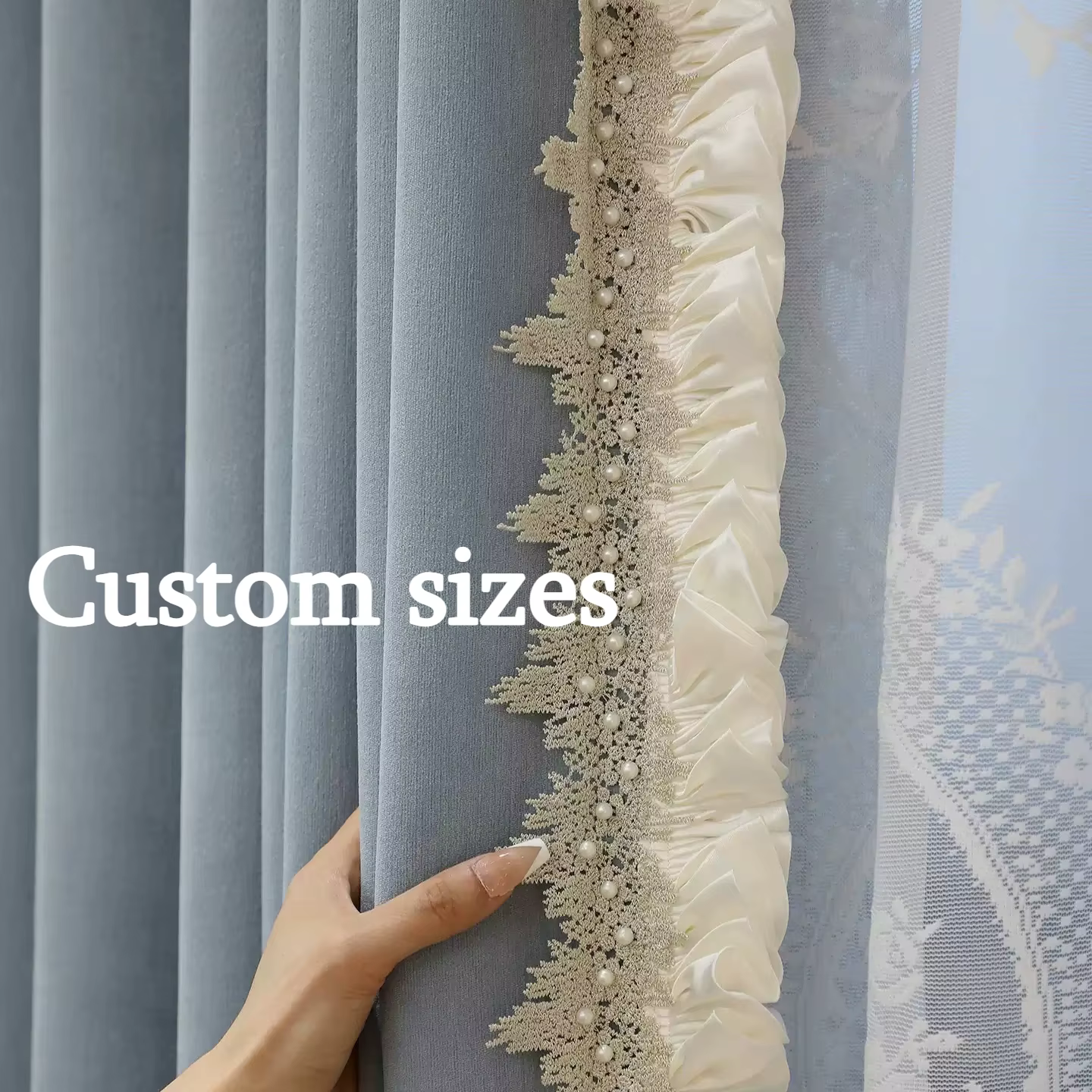 Voilages de luxe européens en chenille brodée avec dentelle pour salon
