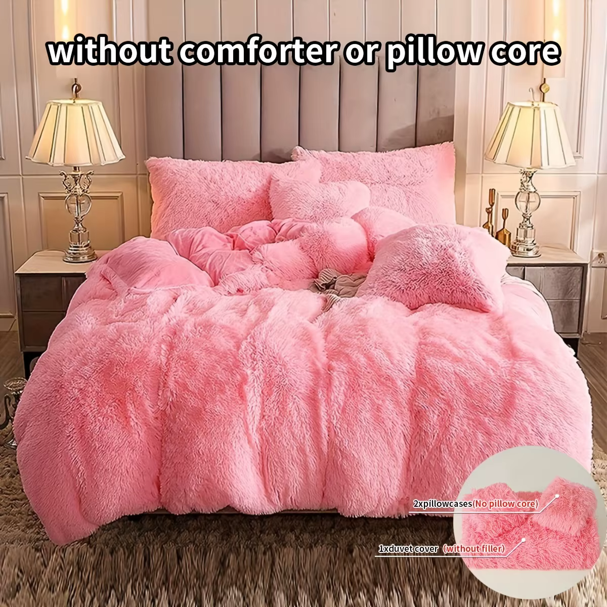 Ensemble de housse de couette luxueux en peluche 3 pièces – Literie confortable et douce