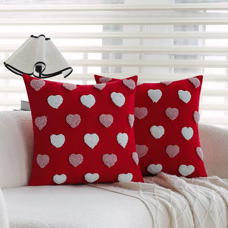 Juste de coussin tuftée Red Love