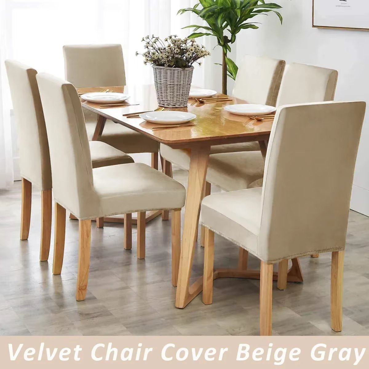 Housse de chaise en velours pour salle à manger