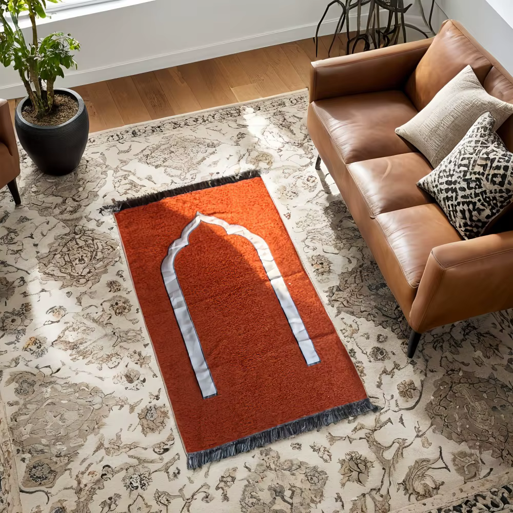 Tapis de prière musulman avec pompon