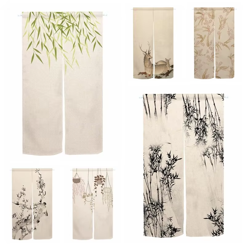 VIKAMA Rideau d'inspiration naturelle en bambou et lin