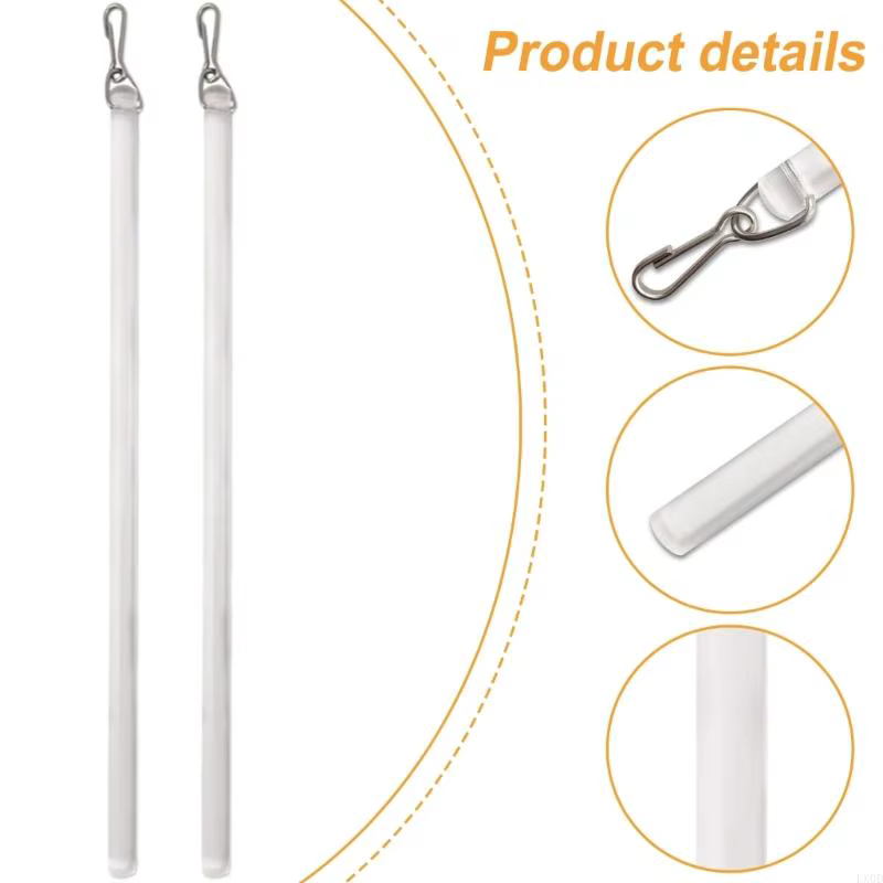 LX0D Curtain Pull Wand 17inch Clear 2pieces Set pour l'ouverture draperie tige fermeture