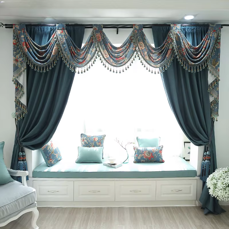 Rideaux unis bleu foncé de style américain moderne simple haut de gamme