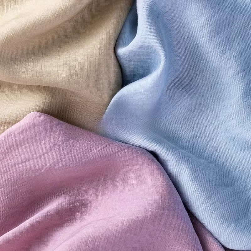 Bamboo Textured Cotton Linen Washed Fabric Soft Breathable for Dresses Lining Lightweight Summer Apparel Skin Friendly Textile