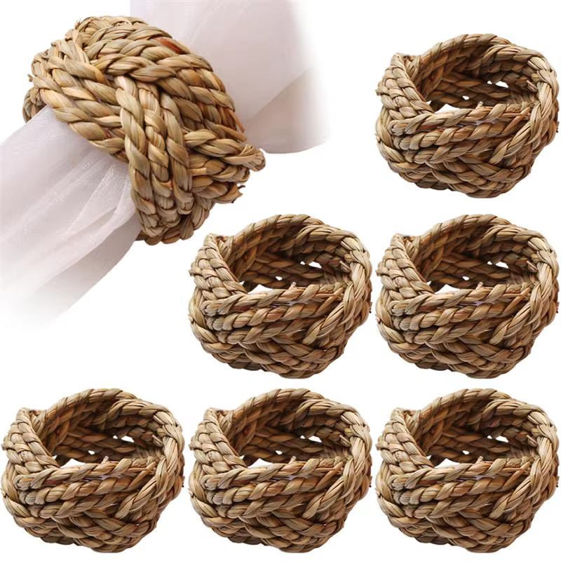 Ronds de Serviette en Bois Tissé à la Main