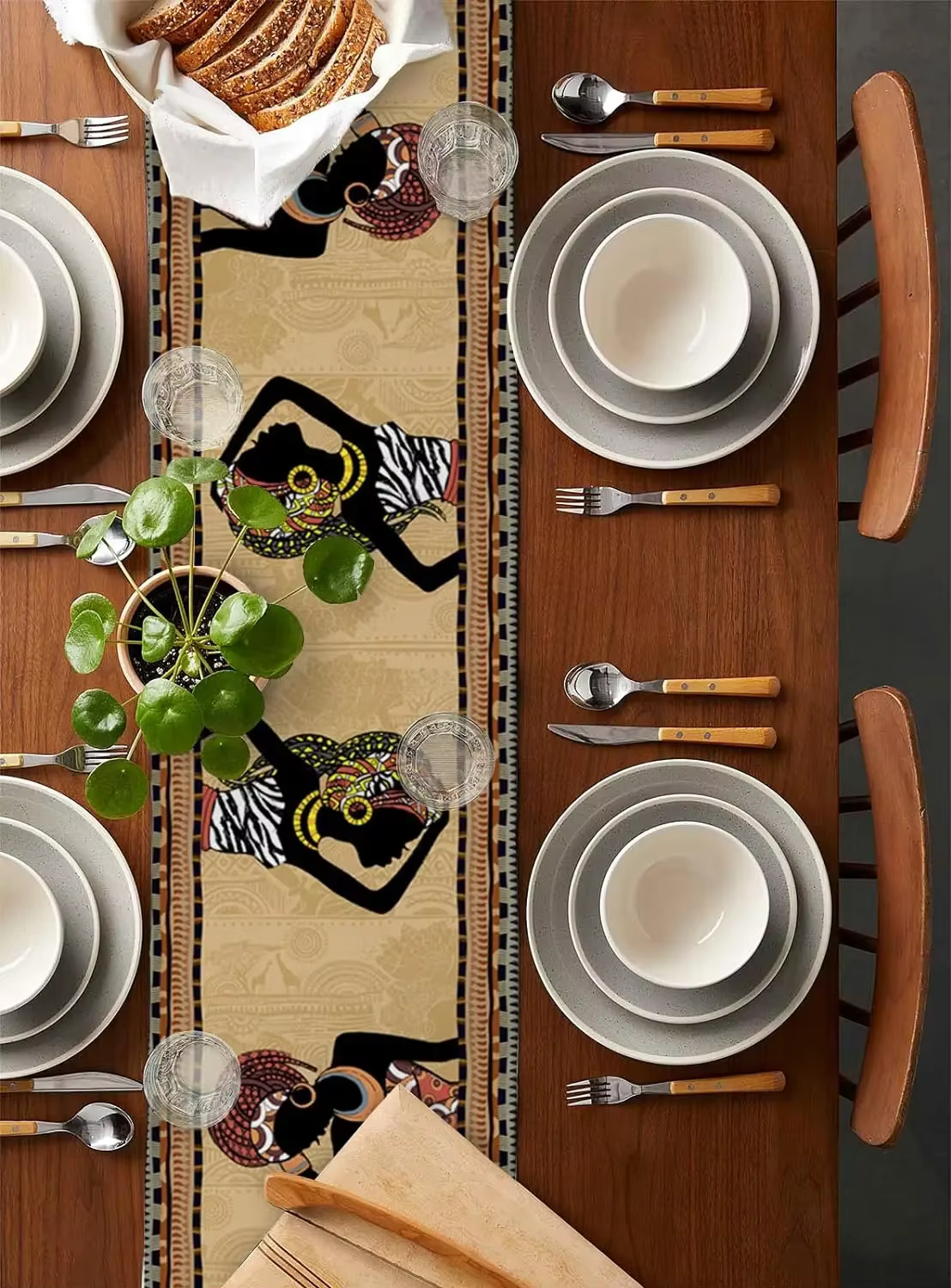 DOM INIC-Chemins de table en lin pour femmes africaines Boho