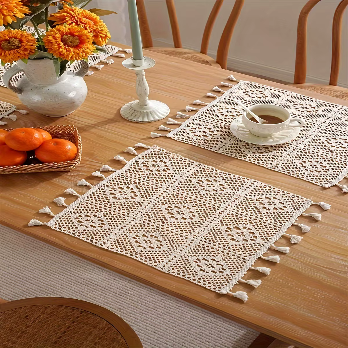 1 PC/coton tissé à la main bohème napperon crochet
