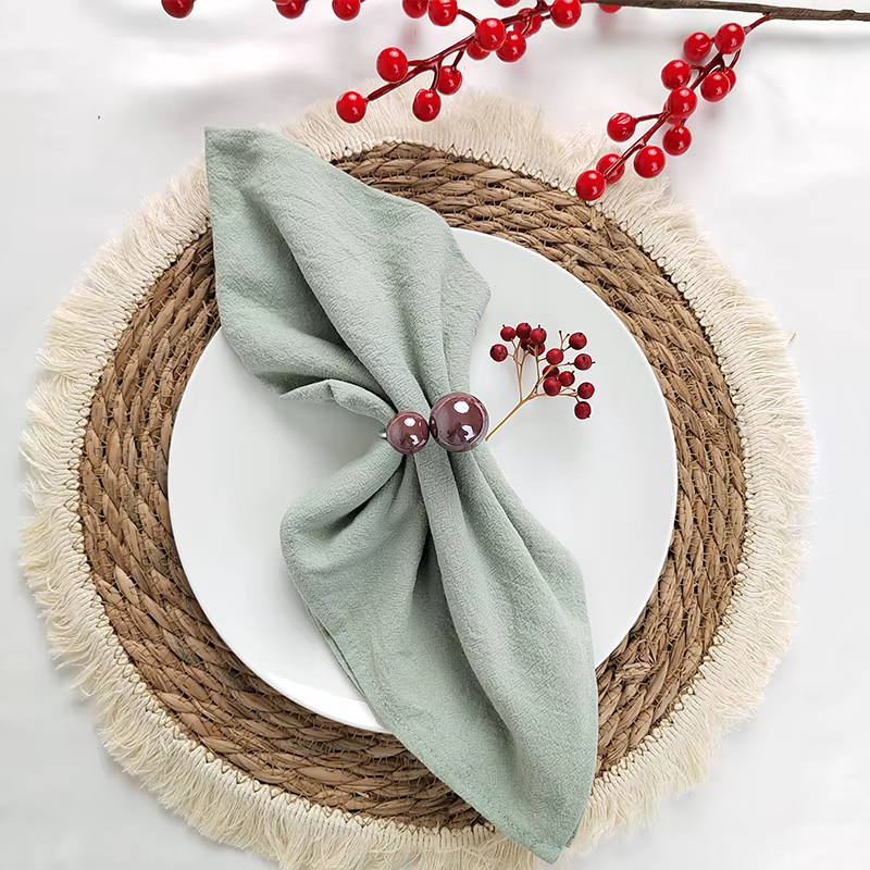 Serviettes en tissu vert sauge 40x40cm