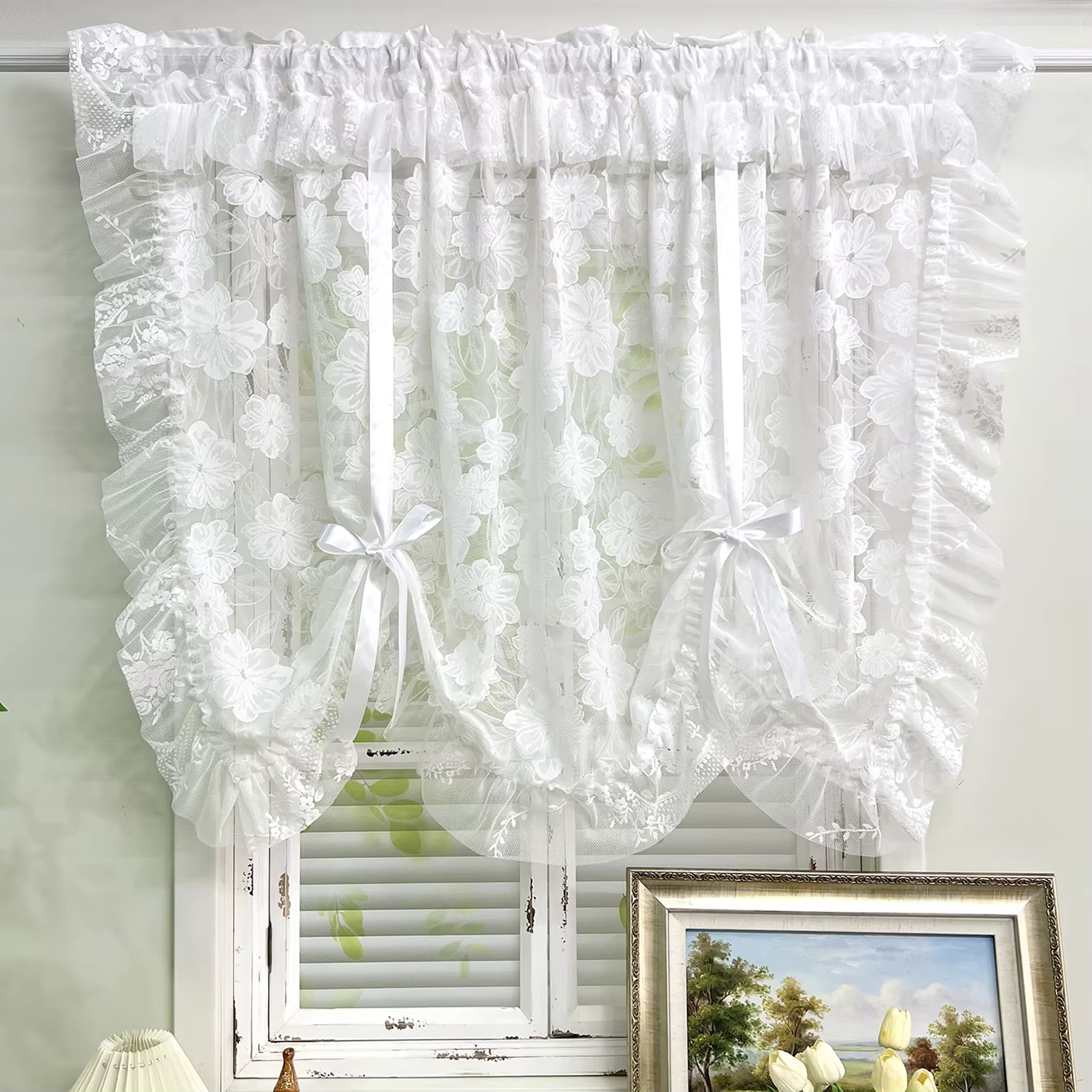 Rideaux à volants de fleurs françaises Vintage