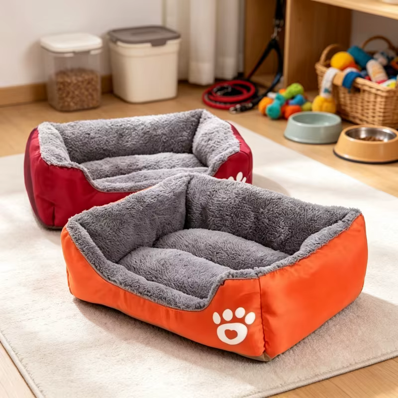 Grande maison pour animaux de compagnie apaisante en forme de donut - Coussin chaud en peluche longue pour chiens de