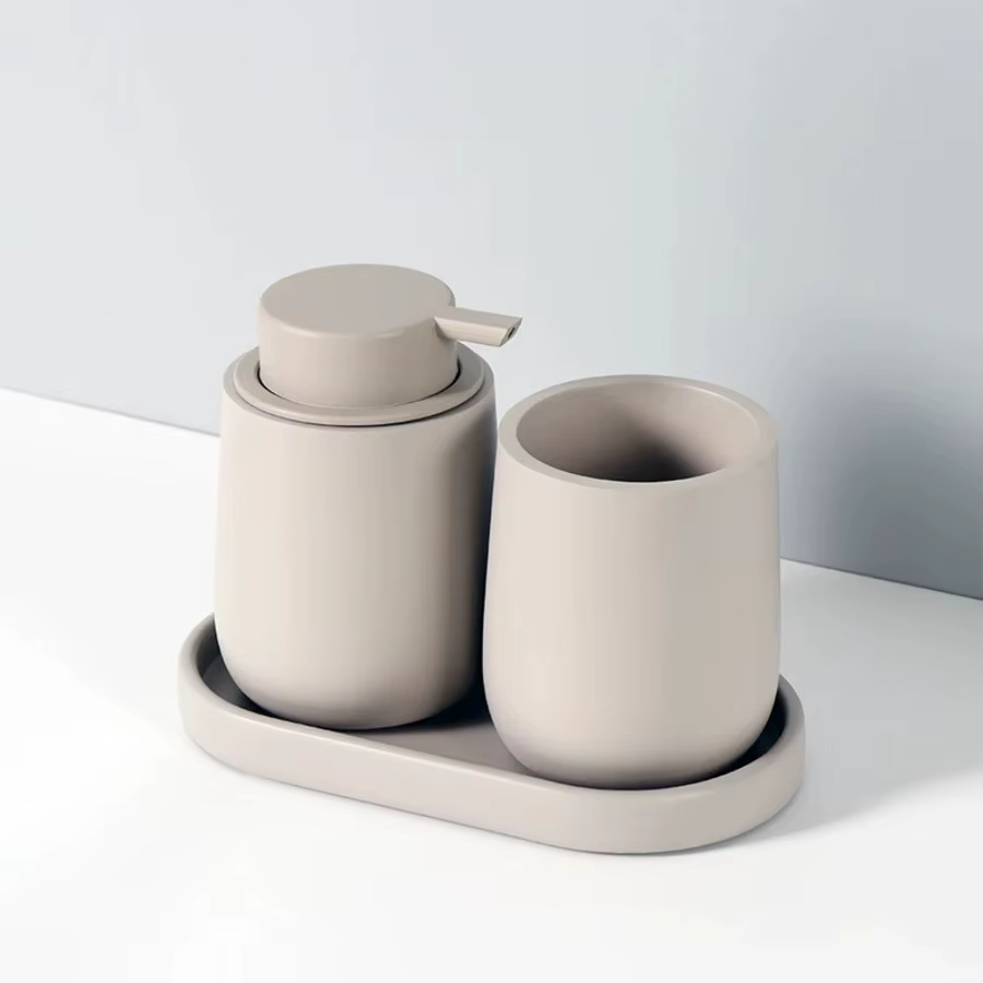 Ensemble d'accessoires de salle de bain en résine : distributeur de lotion