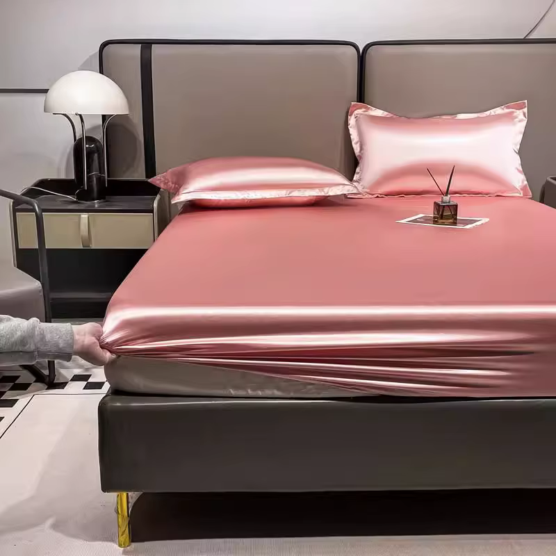 Parure de lit d'été en satin rafraîchissant pour chambre à coucher