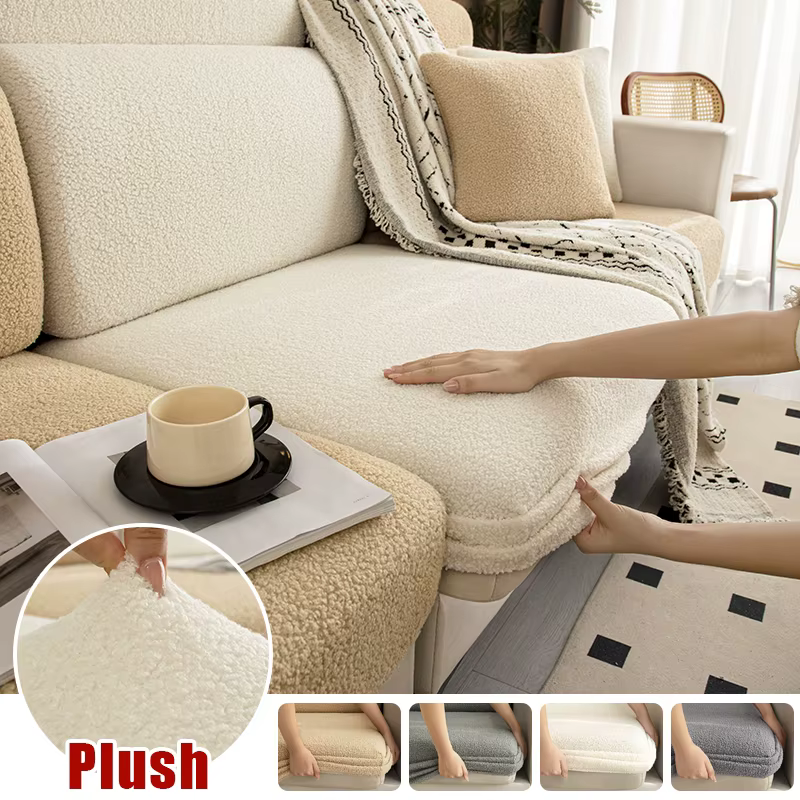 Housse de coussin de siège de canapé en peluche épaisse