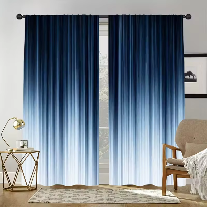Rideaux modernes à motif dégradé bleu