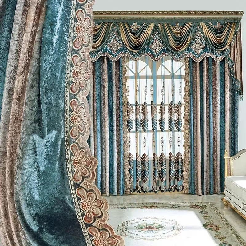 Rideaux de luxe en velours Laser dégradé Vertical