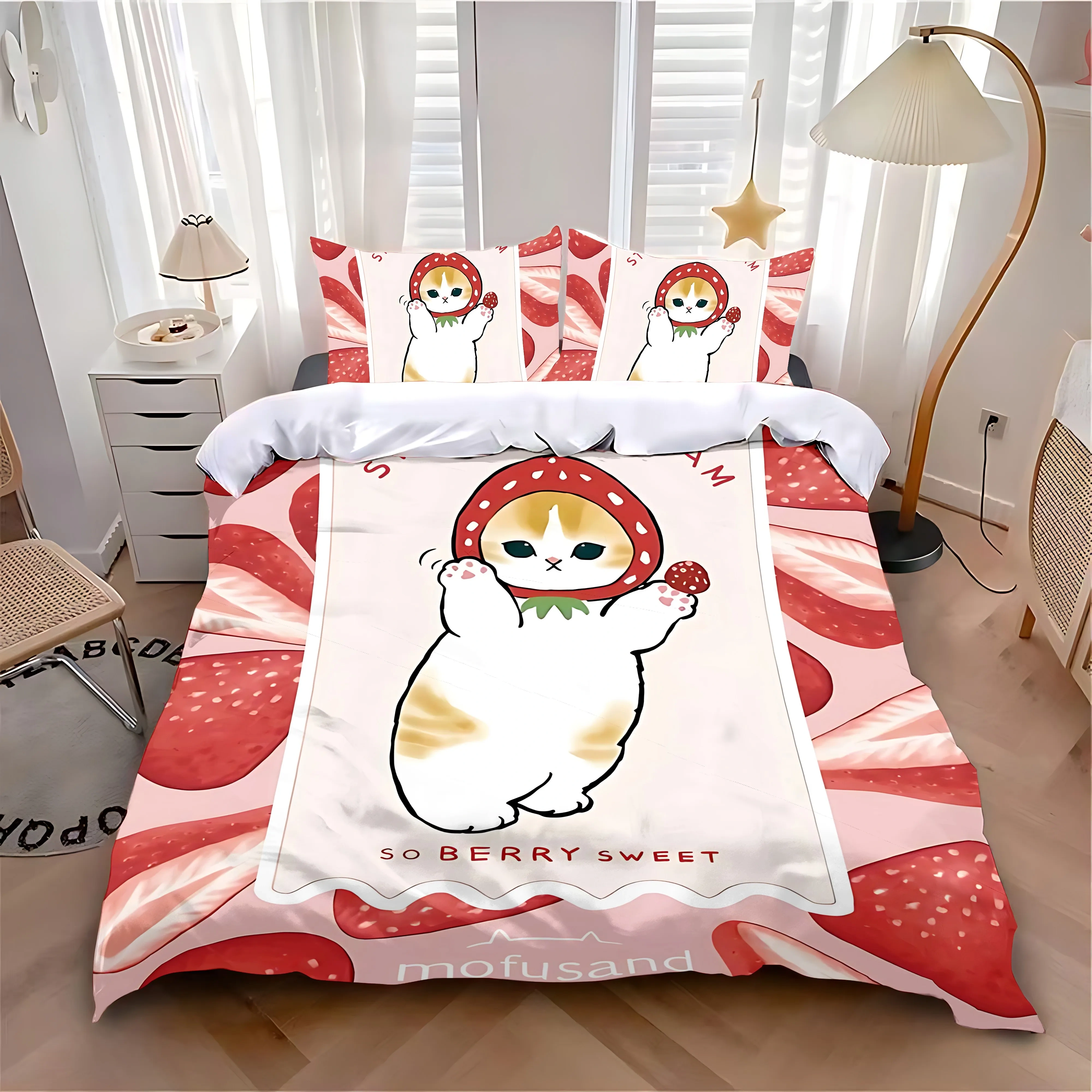 Nouveau housse de couette taie d'oreiller ensemble de literie chaud mignon m-mofusands adulte garçon fille chambre décoration enfants simple Double grande taille