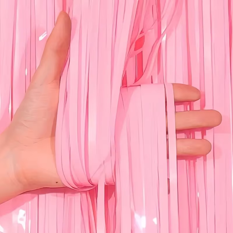 Rideau à franges en feuille de soie rose macaron