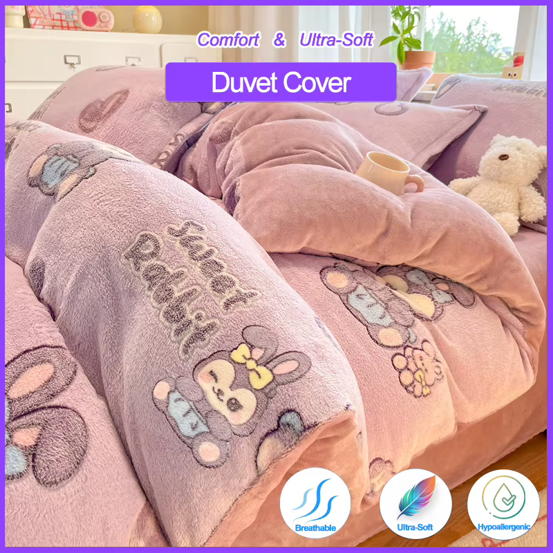 Housse de couette en flanelle peluche-sans taie d'oreiller