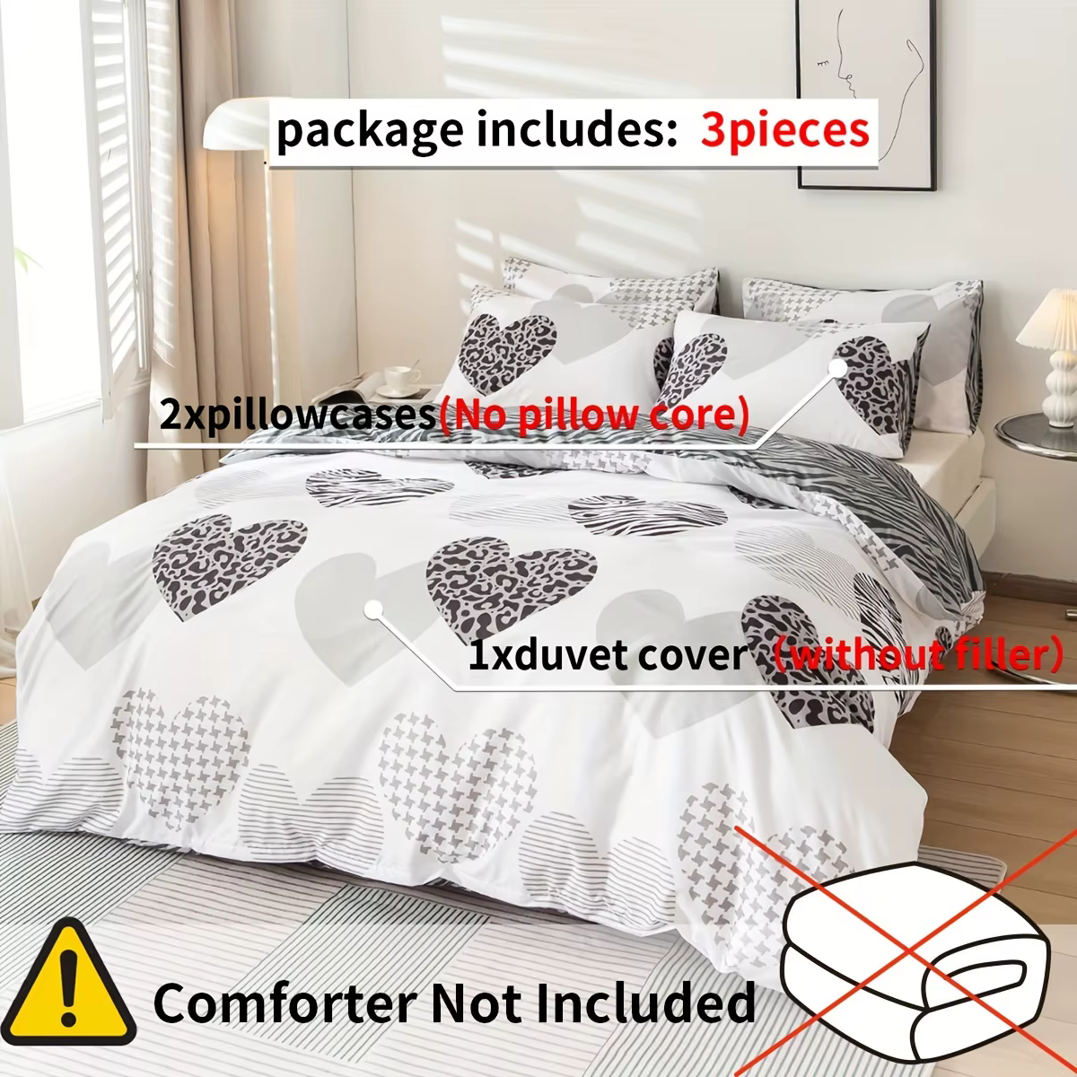Ensemble de housse de couette imprimée multicolore