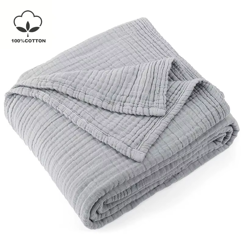Couverture d'été bohème 100 % coton mousseline