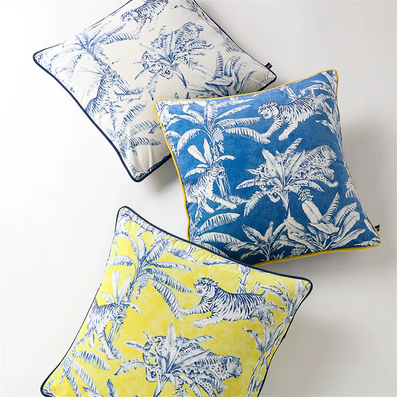 Housse de coussin vintage motif guépard