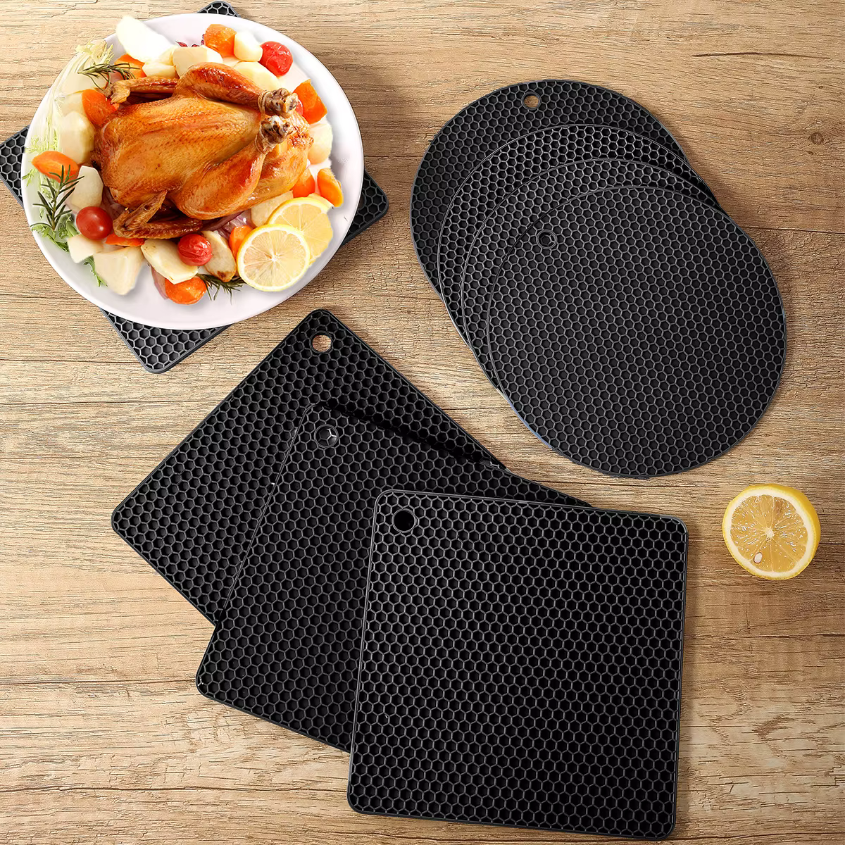 Ensemble de dessous de plat carrés en silicone