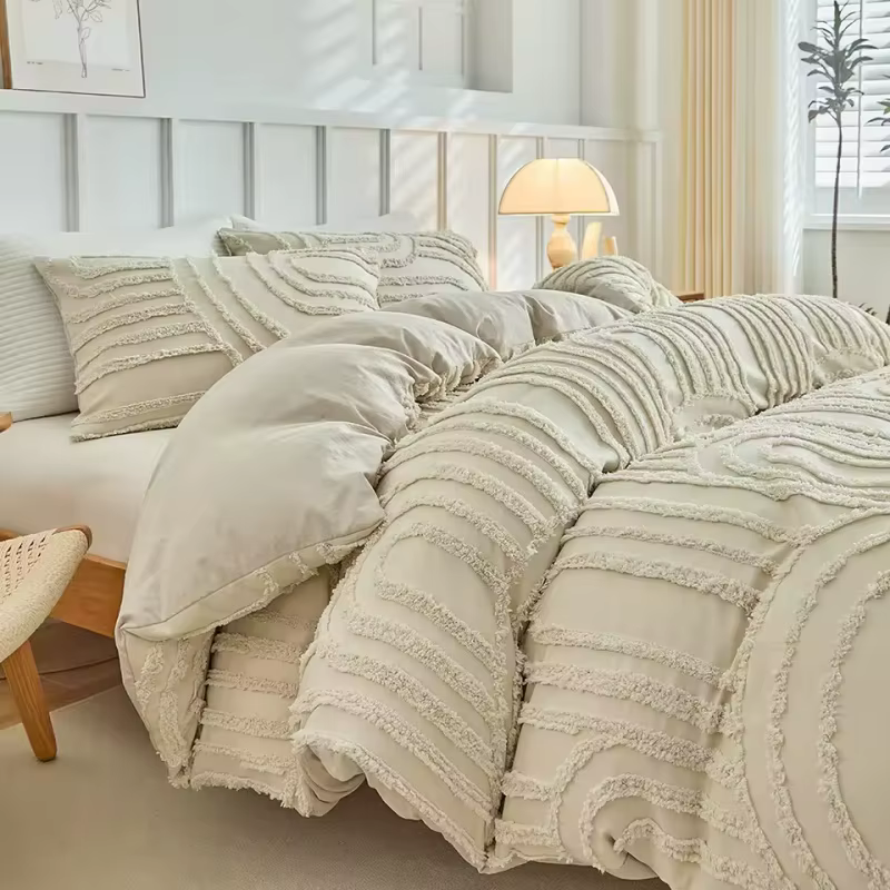 Ensemble de housse de couette en arc touffeté kaki