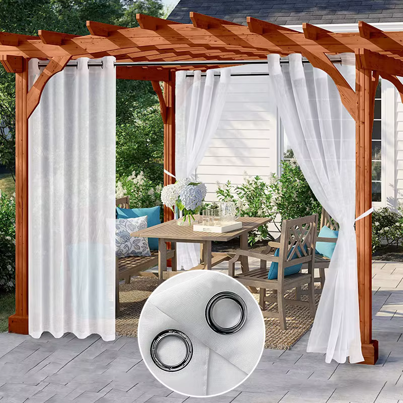 Rideaux d'extérieur imperméables en voile transparent pour patio