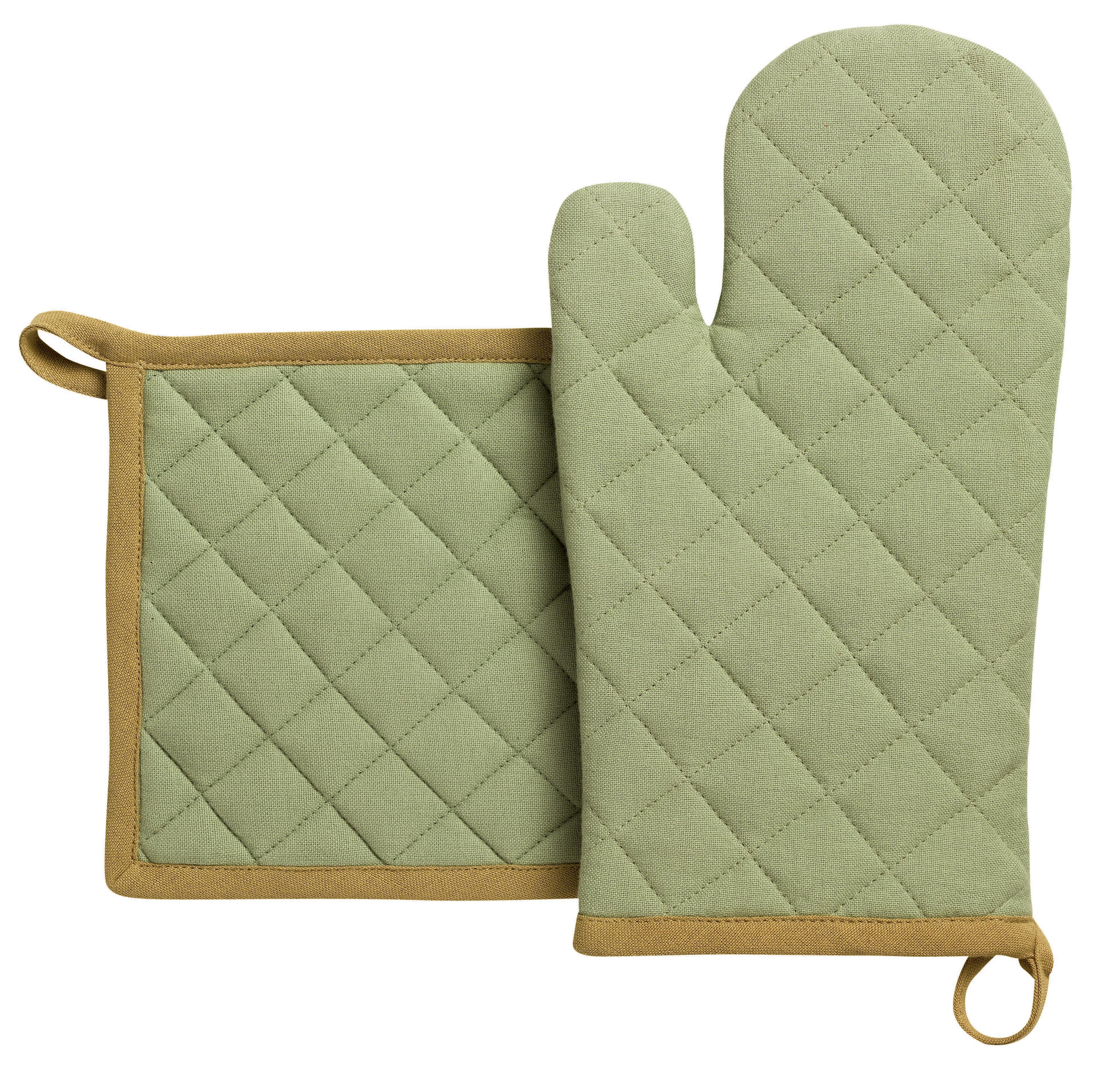 Lot gant de cuisine et manique recycl Grace Amande 18 x 32