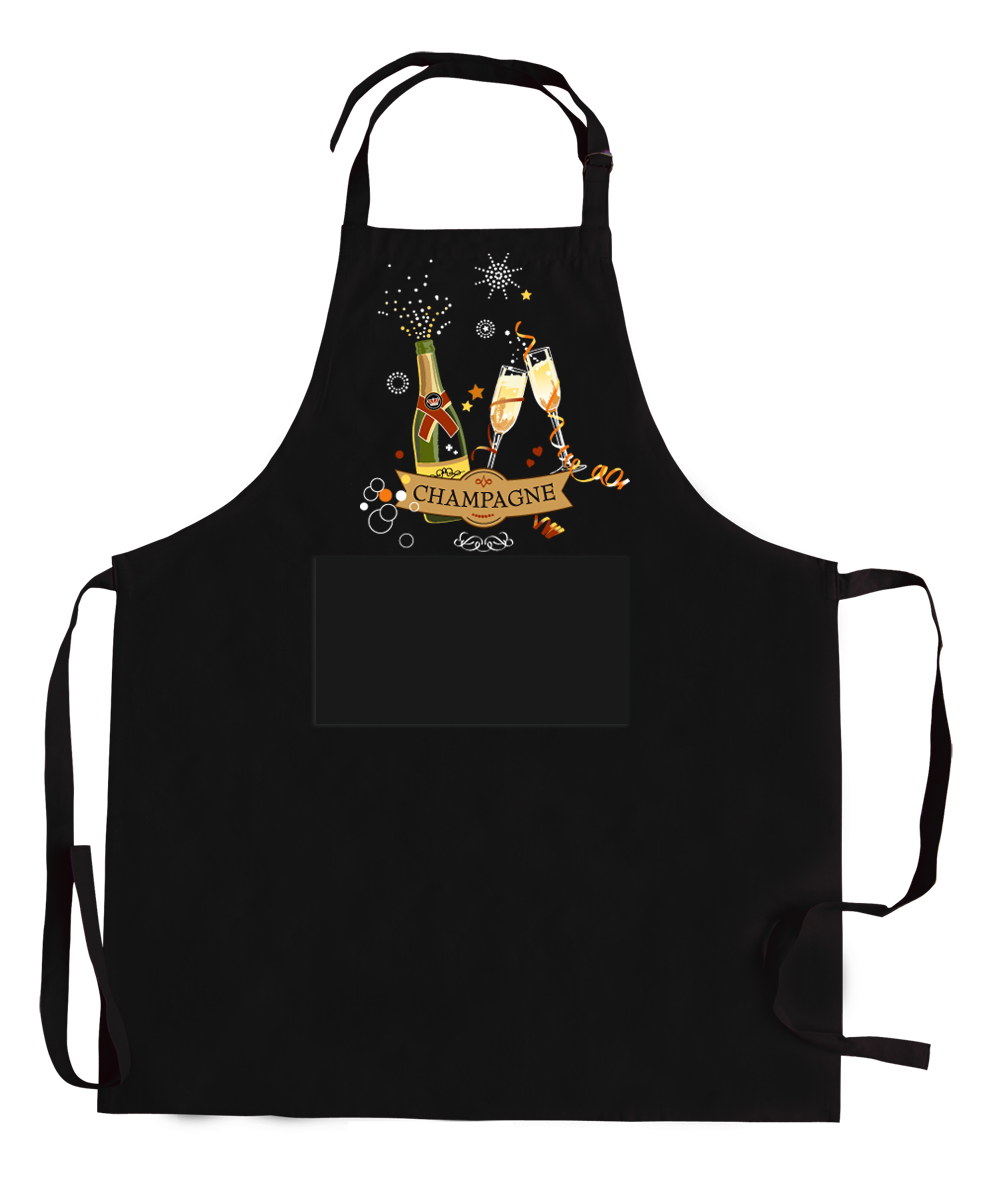 Tablier de cuisine Champagne recycl Noir 72 x 90