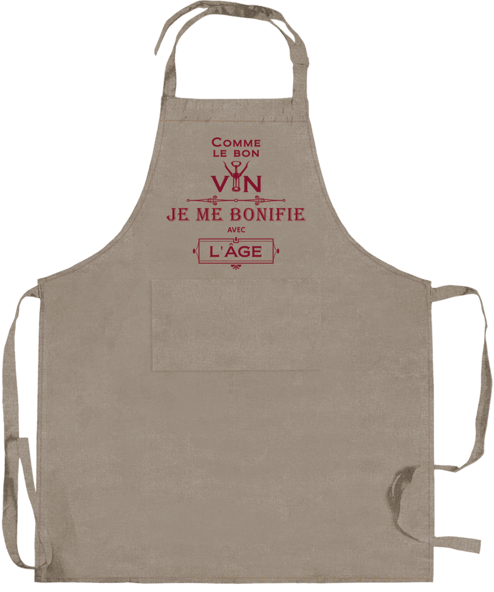 Tablier Je me bonifie avec l'ge Ficelle 90 x 72