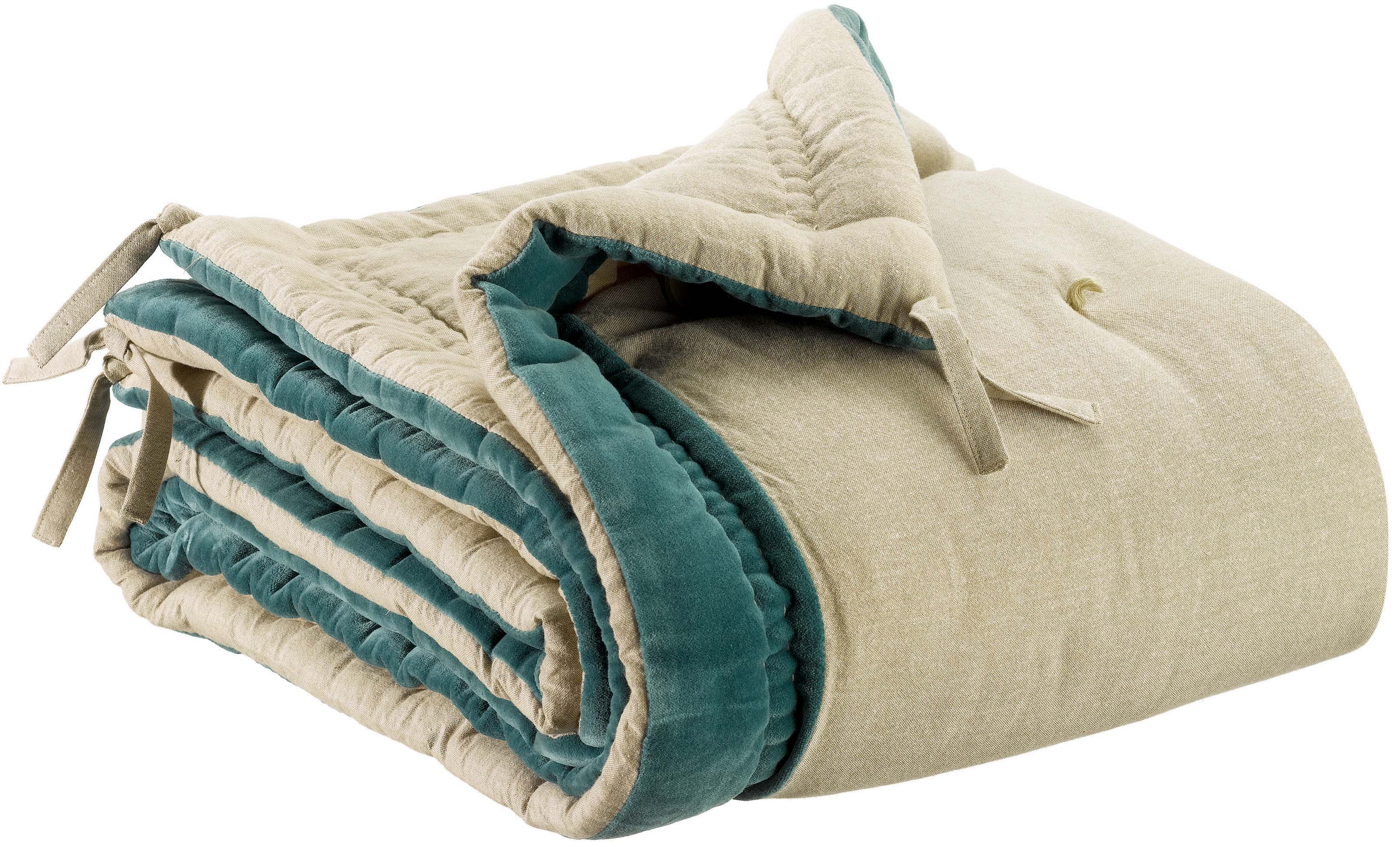 Edredon Elise Chambray Vert de gris 80 x 180