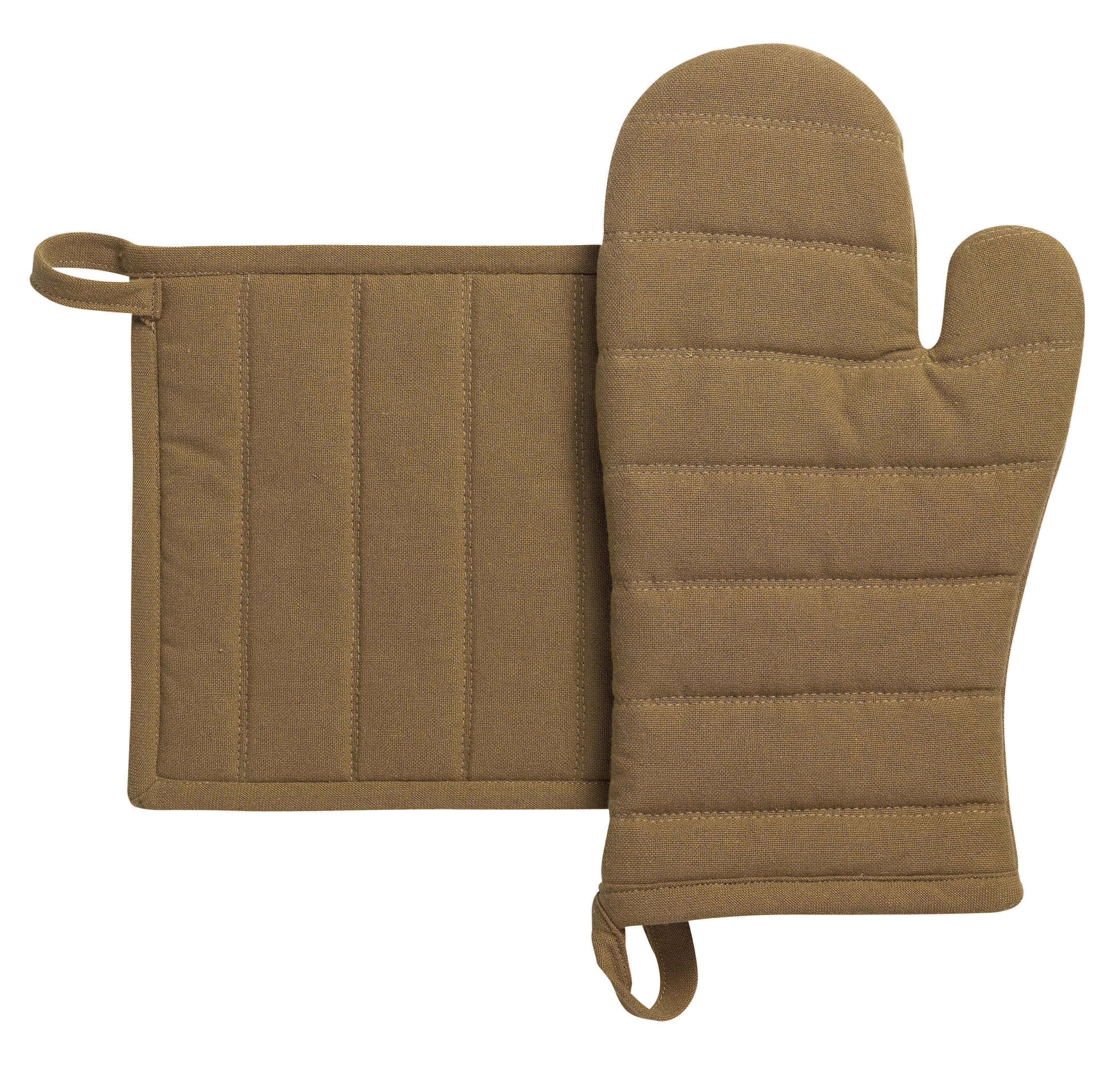 Lot gant de cuisine et manique recycl Jona Tabac 15 x 30