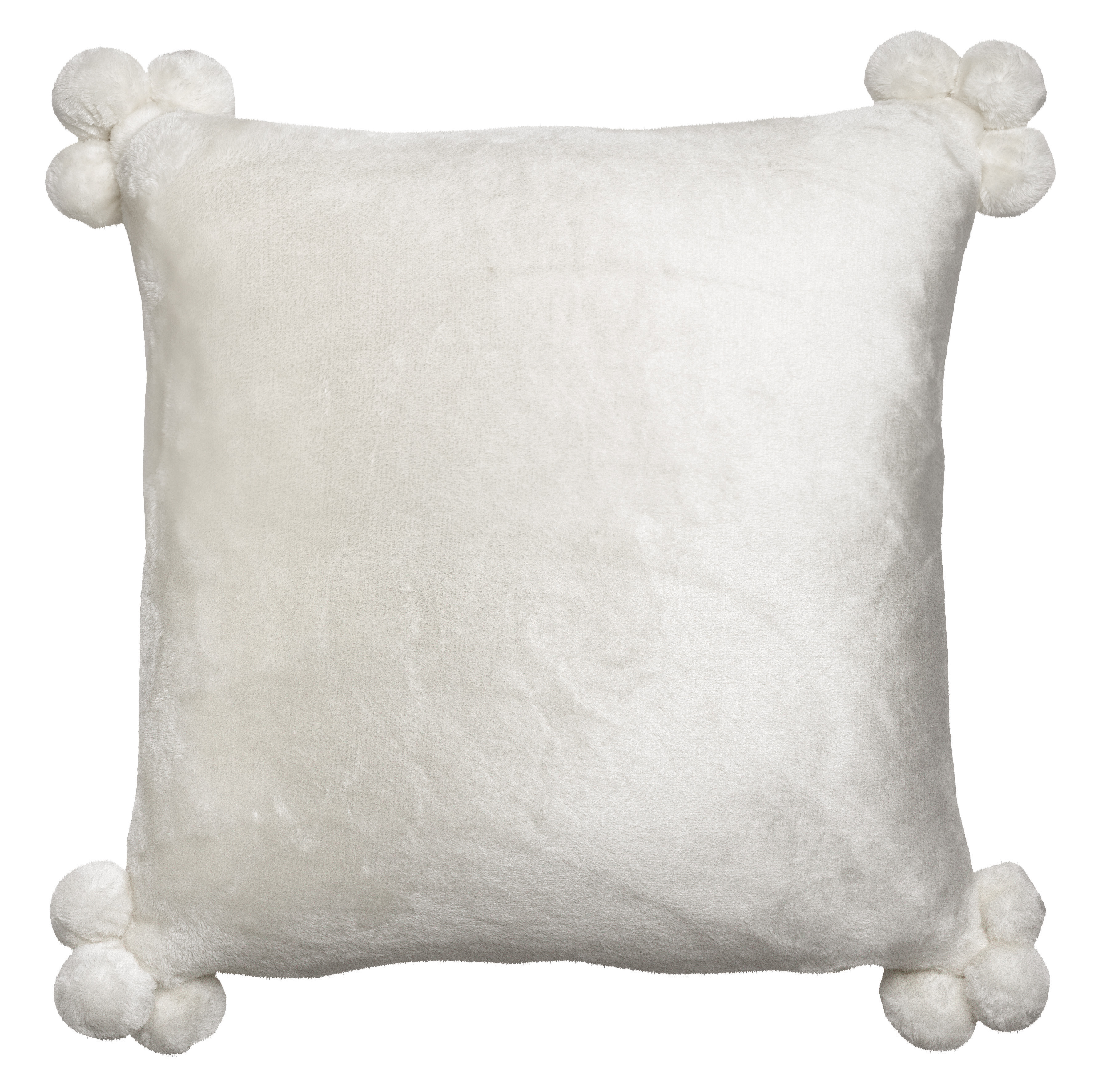 Coussin Tender pompons Neige 45 x 45