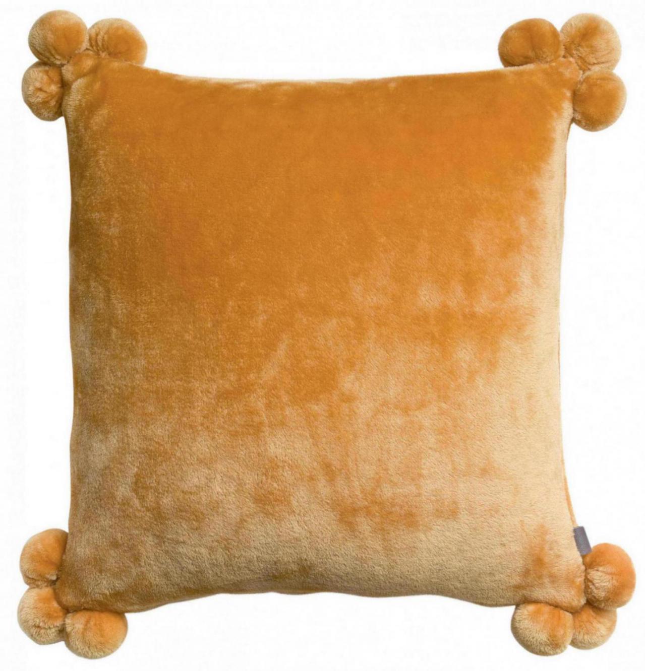 Coussin Tender pompons Ocre 45 x 45